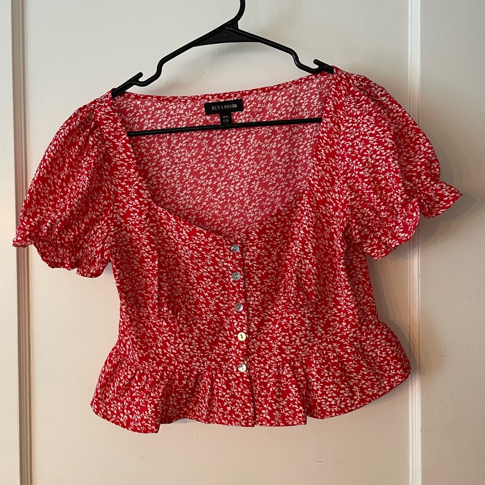 Cottage core floral peasant top